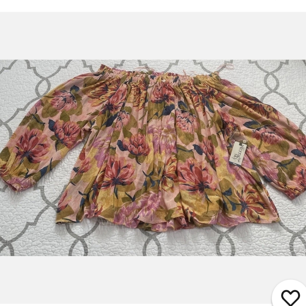 Terra & Sky Floral Off-Shoulder Blouse